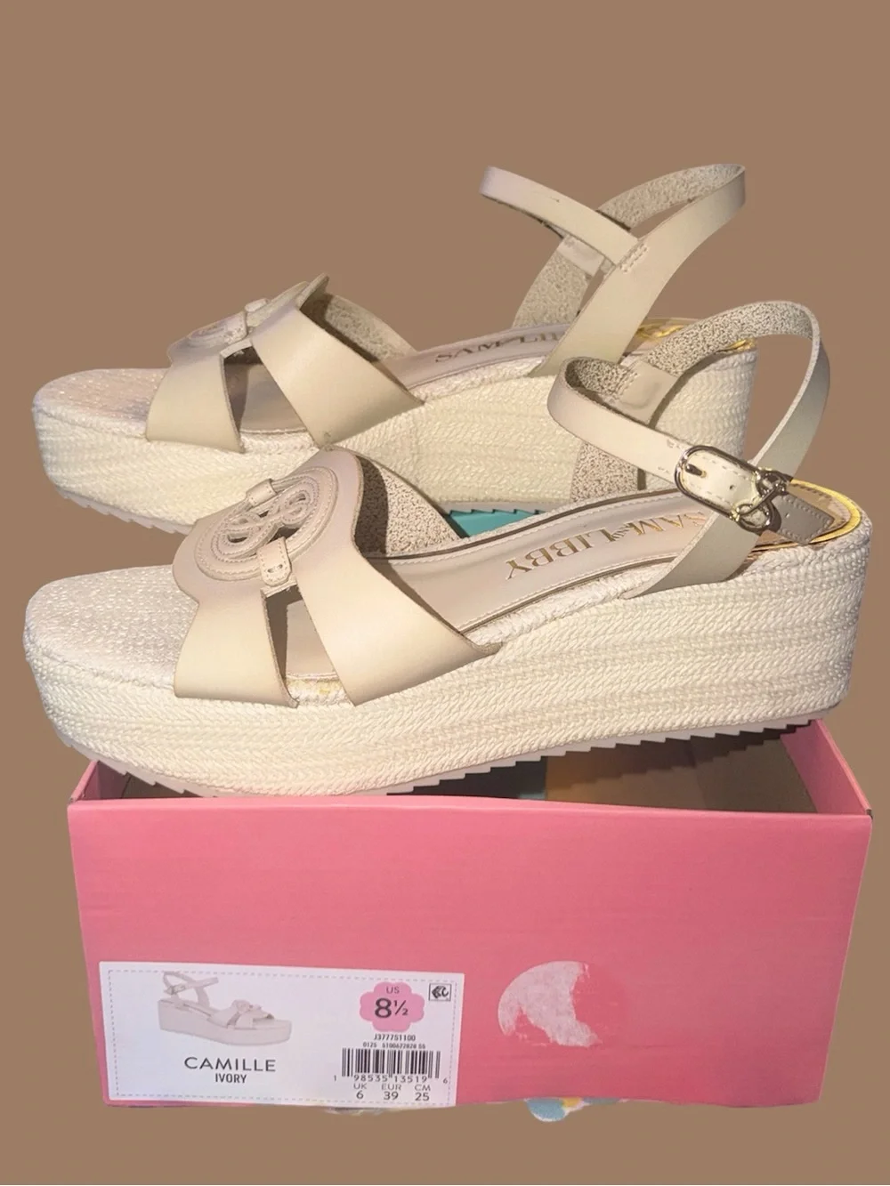 *new* Sam & Libby Beige Platform Espadrille Wedge Sandals